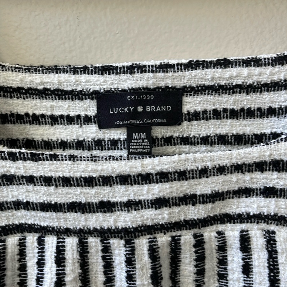 Lucky Brand EST 1990 Tank Top White/Black Stripe Cotton Blend Size Medium - Picture 4 of 11